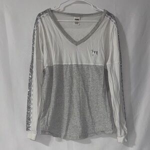 PINK Victoria's Secret Gray and White Apparel